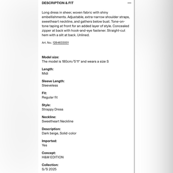 H&M Edition Dark Tan Sheer Embellished Slip Dress - Picture 13 of 15